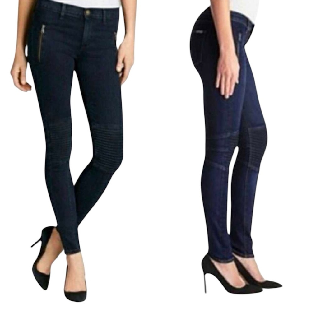 HUDSON Stark Dark Wash Moto Skinny Jeans